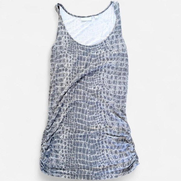 New york & Co Gray Crocodile Print Sleeveless Bodycon Ruched Tank Dress small - Picture 6 of 7